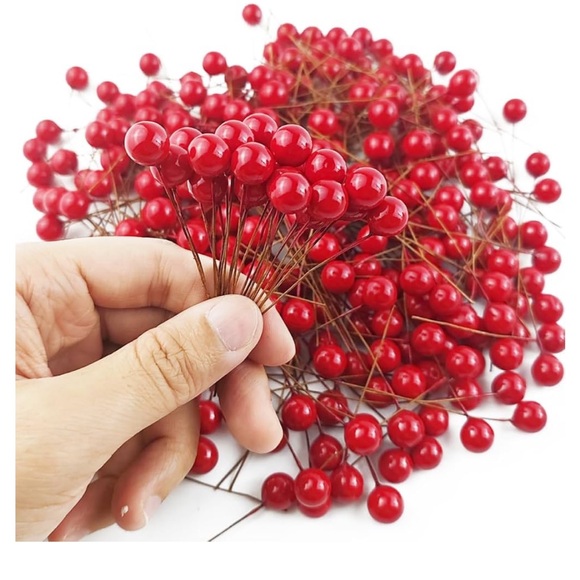 Red Decorative Artificial Holly Berries NWT - Picture 2 of 5